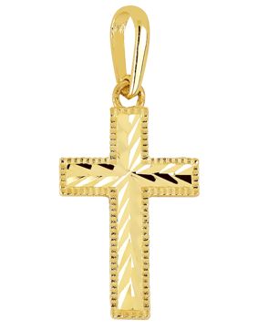 Lykka Crosses kultainen ristiriipus timanttihiottu / rippiristi 15 x 9 mm