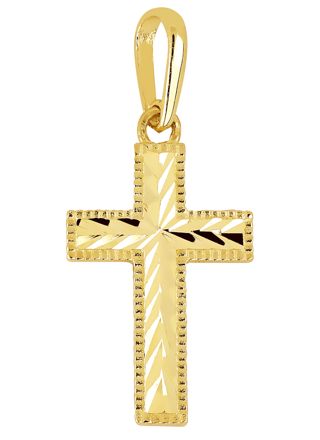 Lykken Crosses kultainen ristiriipus timanttihiottu / rippiristi 15 x 9 mm
