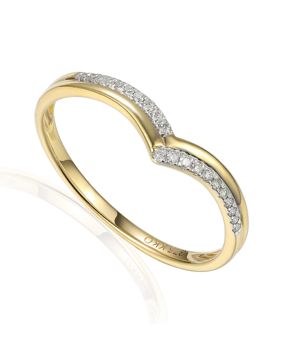 Lykka Elegance chevron timanttisormus keltakultaa 0,10 ct