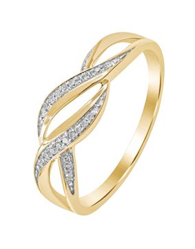 Lykka Elegance Aalto crossover keltakulta timanttisormus 0,06 ct