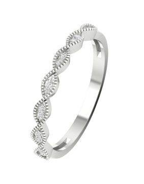 Lykka Elegance valkokultainen rivitimanttisormus markiisikehyksellä 0,05 ct