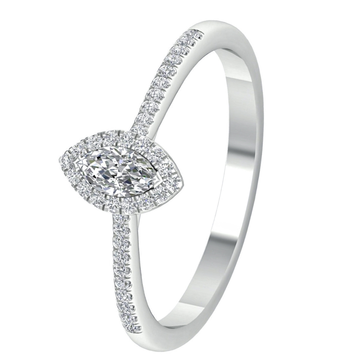 Lykka Elegance markiisi sivukivellinen timanttisormus katedraali 0,25 ct