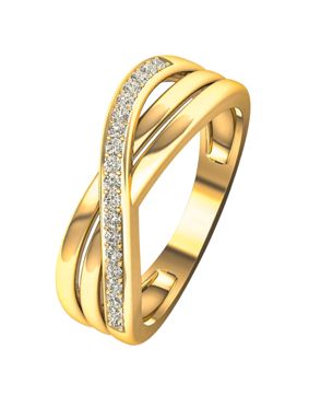 Lykka Elegance  crossover keltakulta  timanttisormus 0,10 ct