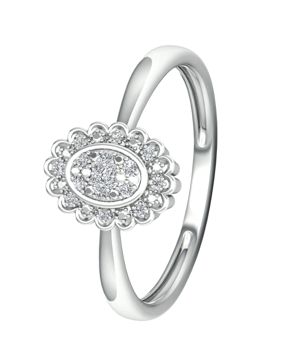 Lykka Elegance ovaali Flower halo timanttisormus 0,05 ct