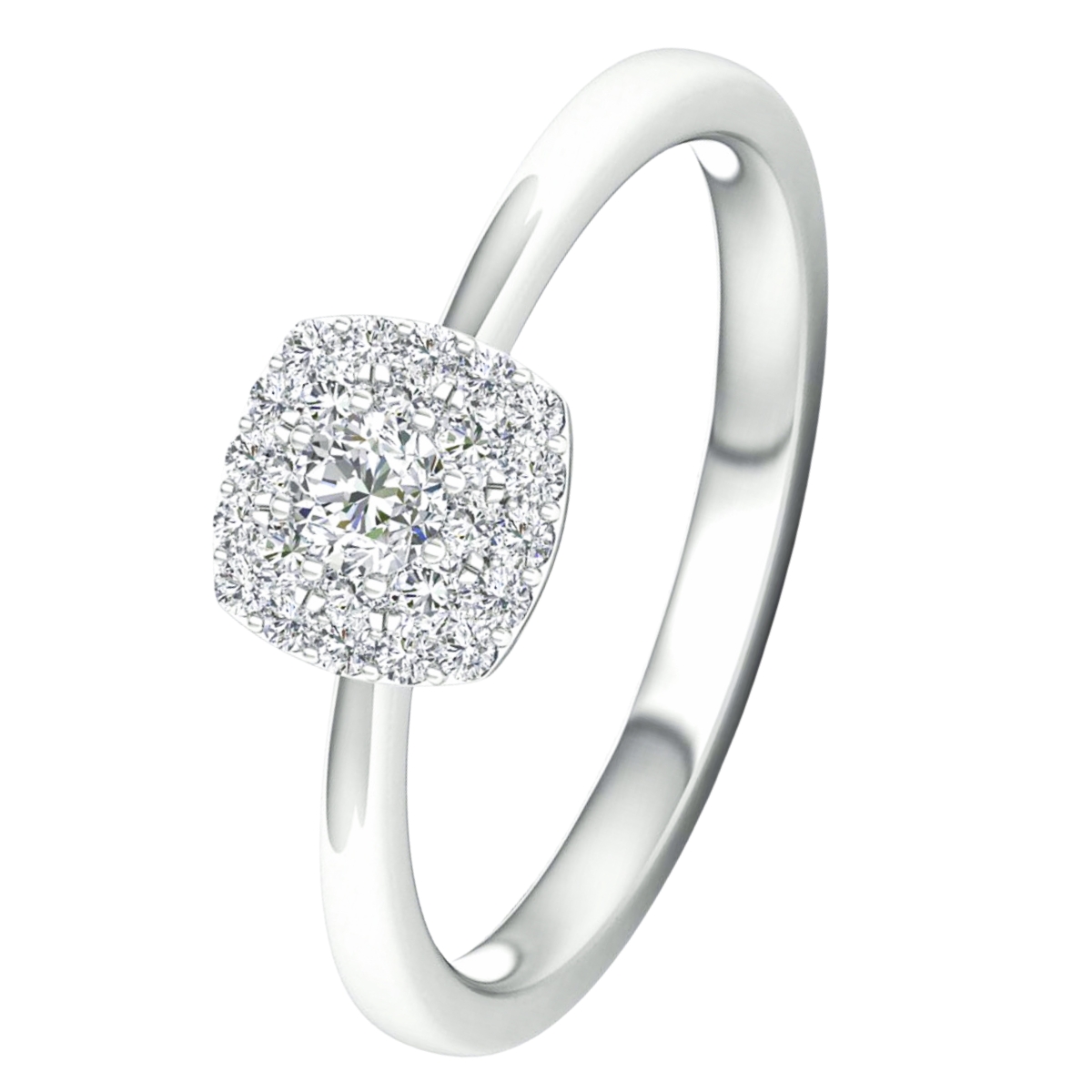Lykka Elegance halo-timanttisormus valkokulta 0,33 ct