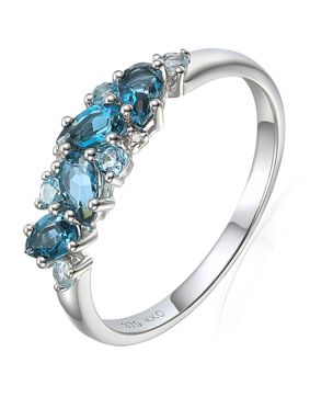 Lykka Elegance valkokultainen timantti-topaasisormus 0,01 ct