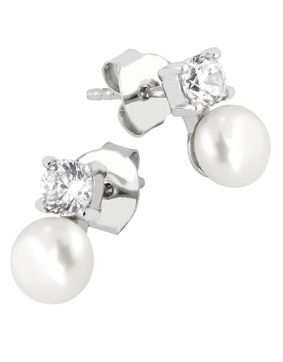 Lykka Pearls hopeiset tappikorvakorut 6 mm