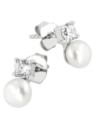 Lykka Pearls hopeiset tappikorvakorut 6 mm