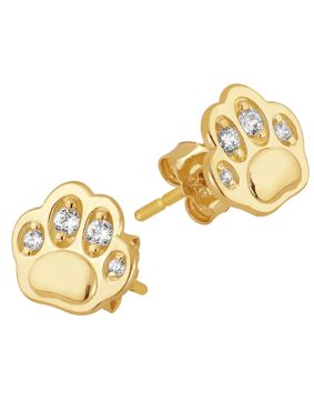 Lykken Symbols kultakorvakorut zirkonioilla tassu 6,6 x 7,7 mm