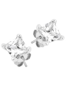 Lykken Casuals hopeiset tappikorvakorut nelikulmainen zirkonia 8 mm