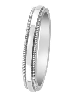 Lykka Casuals hopeasormus 3 mm koristereunalla