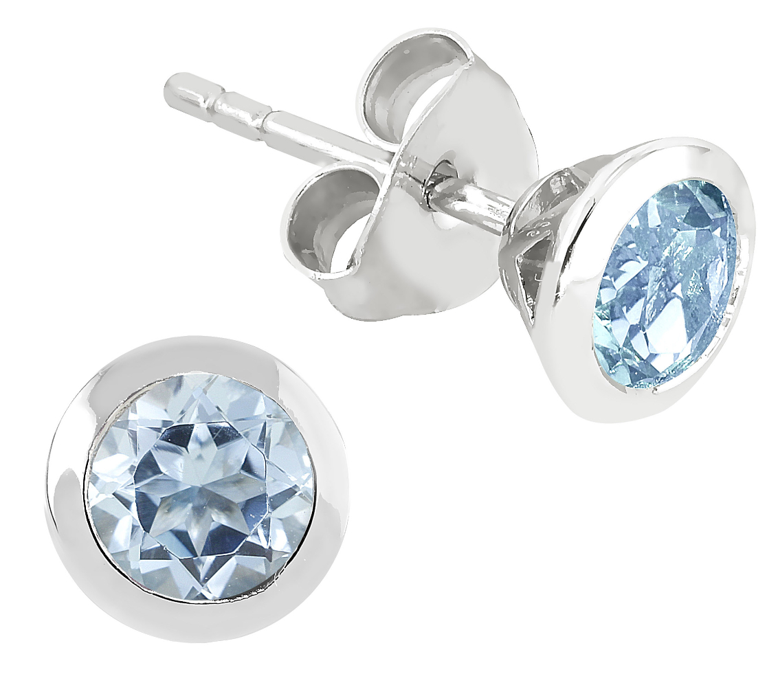 Lykka Casuals hopeiset tappikorvakorut topaasi 7 mm