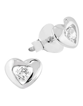 Lykka Hearts hopeiset sydänkorvakorut zirkonia