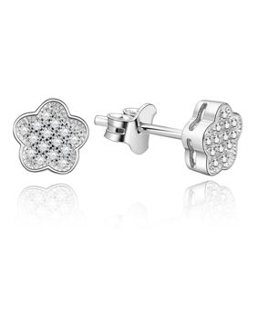 Lykken Symbols hopeakorvakorut kukka zirkonioilla pavé 7 mm