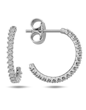 Lykken Casuals pyöreät valkokultaiset korvarenkaat zirkonioilla 12 mm