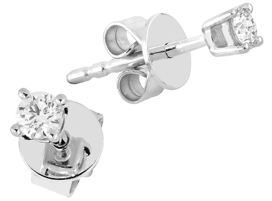 Lykka Elegance valkokultaiset timanttikorvakorut 3,5 mm