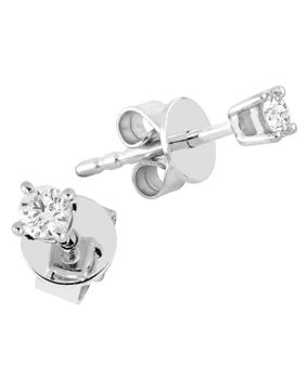 Lykka Elegance valkokultaiset timanttikorvakorut 3,5 mm