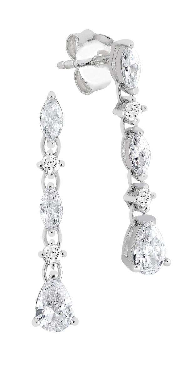 Lykka Casuals pitkät hopeakorvakorut zirkonioilla 