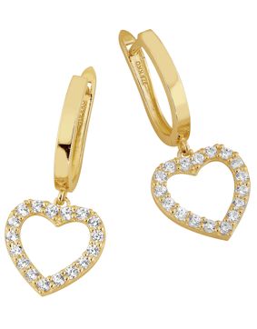 Lykka Hearts sydämenmuotoiset kultakorvakorut zirkonioilla 21 mm