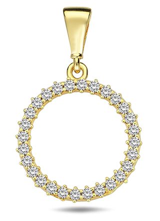 Lykka Casuals pyöreä kultainen riipus zirkonioilla 13 x 14 mm
