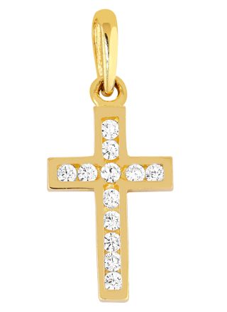 Lykken Crosses ristiriipus kulta zirkonioilla 15 x 8 mm