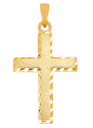 Lykken Crosses kultainen ristiriipus / rippiristi 21 x 13 mm