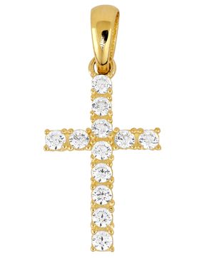 Lykka Crosses kultainen ristiriipus zirkonioilla 15 x 8 mm
