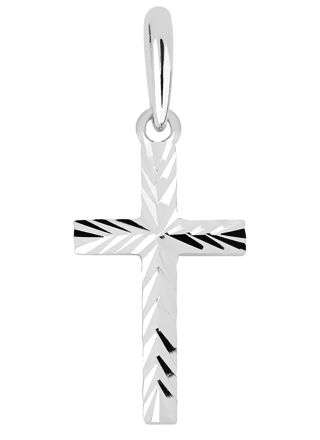 Lykka Crosses valkokultainen ristiriipus timanttihiottu / rippiristi 16 x 8 mm