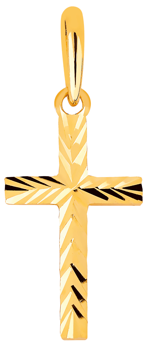 Lykka Crosses kultainen ristiriipus timanttihiottu / rippiristi 16 x 8 mm