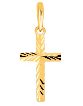 Lykka Crosses kultainen ristiriipus timanttihiottu / rippiristi 16 x 8 mm