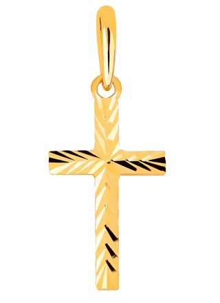 Lykka Crosses kultainen ristiriipus timanttihiottu / rippiristi 16 x 8 mm