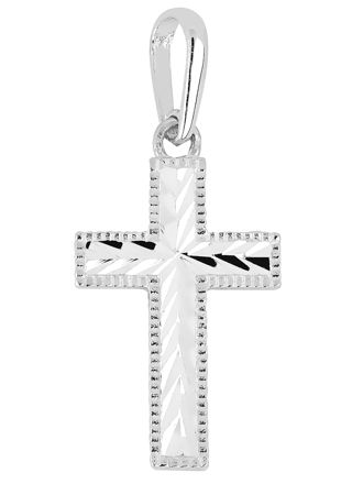 Lykka Crosses valkokultainen ristiriipus timanttihiottu / rippiristi 15 x 9 mm