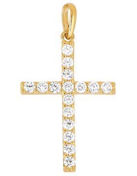 Lykka Crosses kultainen ristiriipus zirkonioilla 21 x 14 mm
