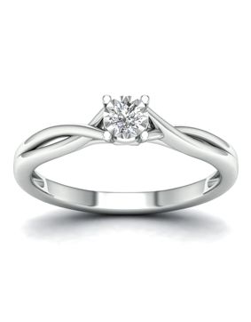Lykka Elegance yksikivinen sormus timanteilla valkokultaa 0,10 ct