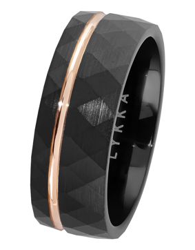 Lykka Strong kaksivärinen musta tungsten sormus 8 mm