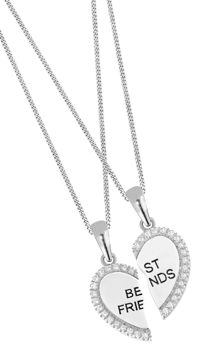 Lykka Hearts Best Friends jaettava sydänkaulakoru zirkoneilla