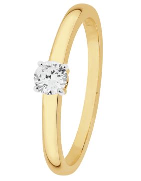 Lykka Elegance yksikivinen kultainen timanttisormus solitaire 0,16 ct