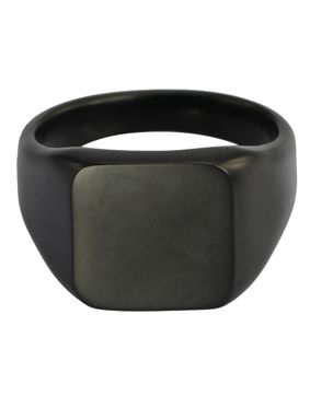 Lykka Strong musta sinettisormus teräs