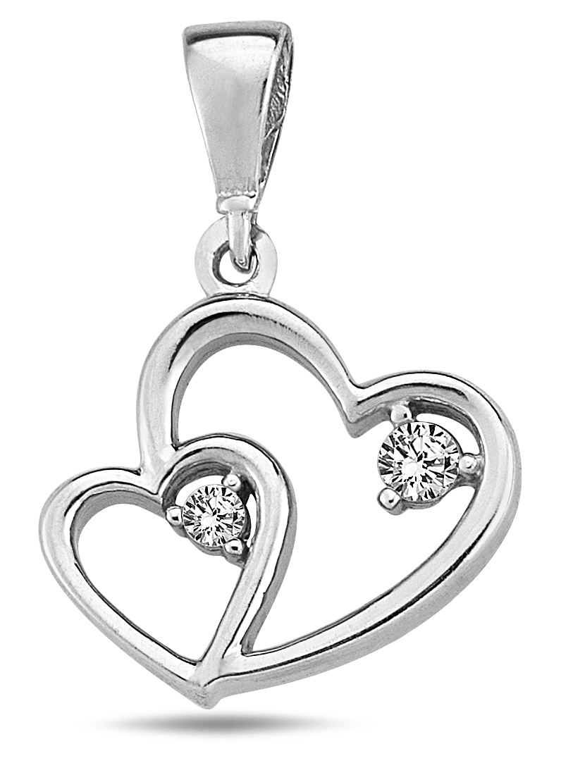 Lykka Hearts hopeinen sydänriipus zirkonioilla