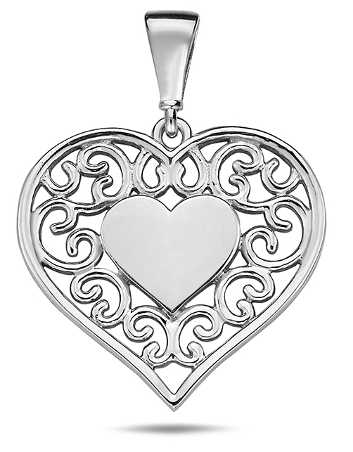 Lykka Hearts hopeinen sydänriipus filigraani