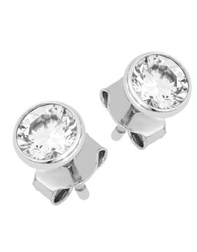 Lykka Casuals hopeiset tappikorvakorut pyöreä zirkonia 4 mm