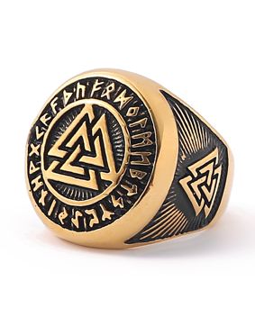 Lykka Viking Valknut kullanvärinen terässormus