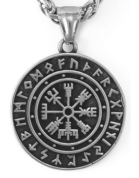 Lykka Viking teräskaulakoru Vegvisir-kompassi 60 cm 4 x 4 cm