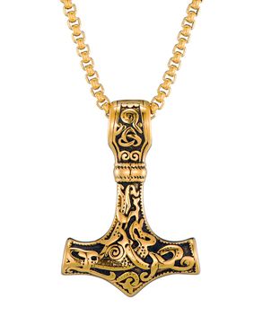 Lykka Viking Kullanvärinen Mjölnir Thorin vasara -kaulakoru 60 cm 4.3 x 3 cm