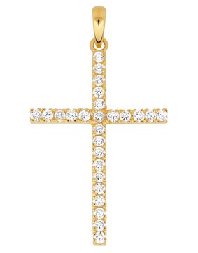 Lykka Crosses kultainen rippiristi zirkonioilla 32 x 21 mm
