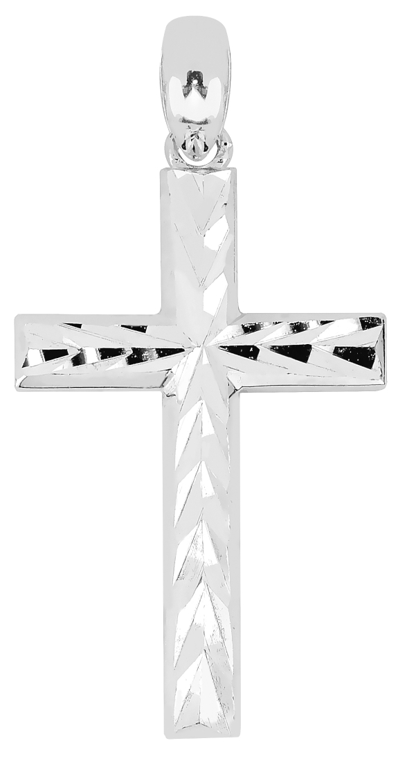 Lykka Crosses valkokultainen ristiriipus timanttihiottu / rippiristi 23 x 14 mm