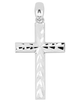 Lykka Crosses valkokultainen ristiriipus timanttihiottu / rippiristi 23 x 14 mm