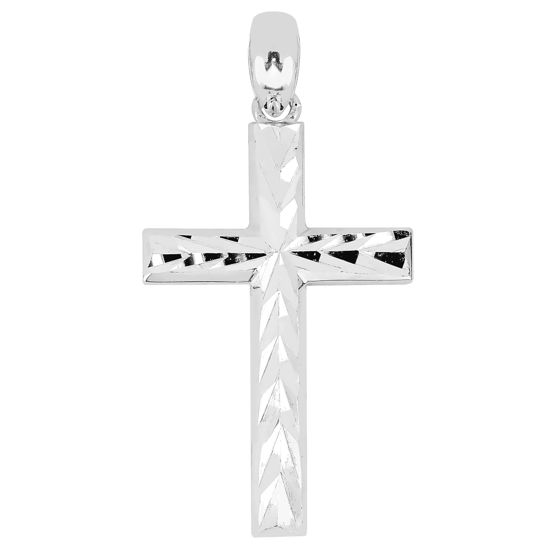 Lykka Crosses valkokultainen ristiriipus timanttihiottu / rippiristi 23 x 14 mm