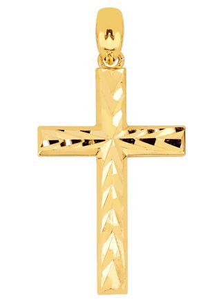 Lykken Crosses kultainen ristiriipus timanttihiottu / rippiristi 23 x 14 mm