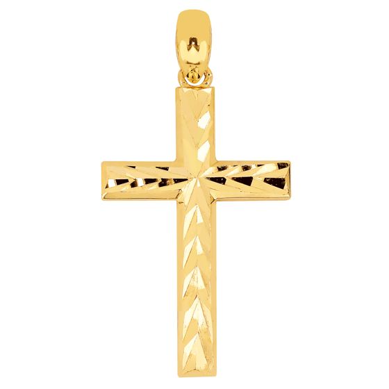 Lykka Crosses kultainen ristiriipus timanttihiottu / rippiristi 23 x 14 mm